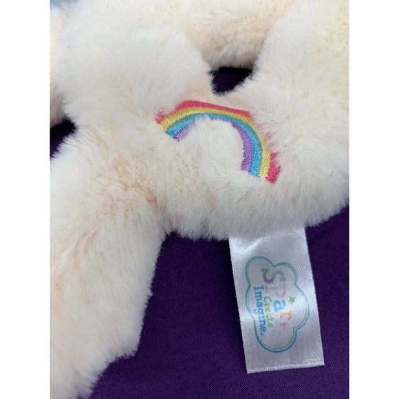 Spark Create Immagine Unicorn Cream Baby Rattle Pink Accent Rainbow Embriodered - Picture 2 of 6